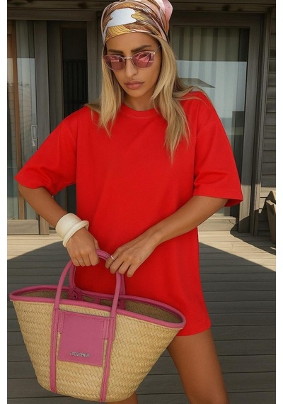 Oversize Unisex T-shirt Kirmizi