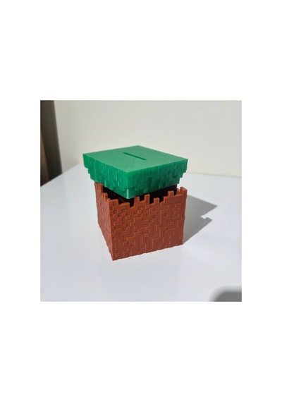 Piksel Tasarımlı Çimen Blok Hediyelik Kumbara 10x10x10 Cm