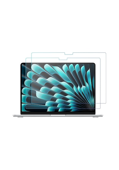 Apple Uyumlu MacBook Air 15 Inç M2 Çip A2941 Tam Alt Üst Kılıf + Klavye Kılıfı + Ekran Koruyucu Film Simli