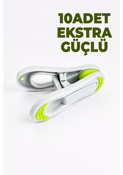 Ekstra Güçlü Mandal 10 Adet - Sağlam Yay Mekanizması - Uzun Ömürlü - Kaliteli Plastik Beyaz