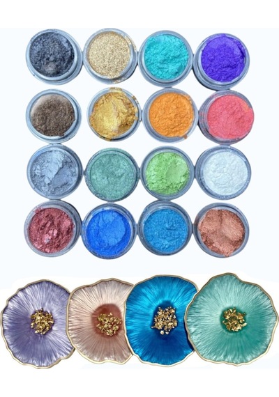 Reçine 16lı Toz Pigment Boya Seti 16x10ml Reçine Mini Pigment A2 0,15 L