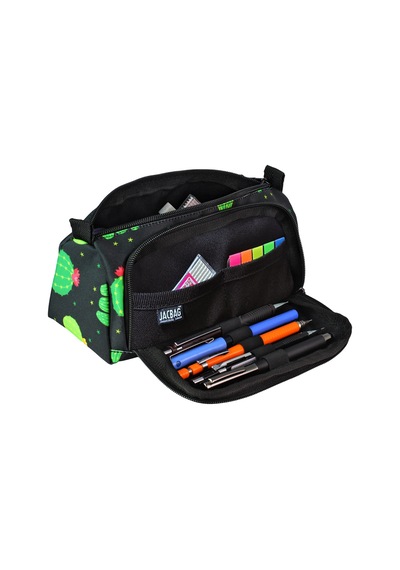 Jacbag Prime Xl-lastik Ayraçlı İki Bölmeli Kalem Kutusu Prime Xl-kaktüs renkli