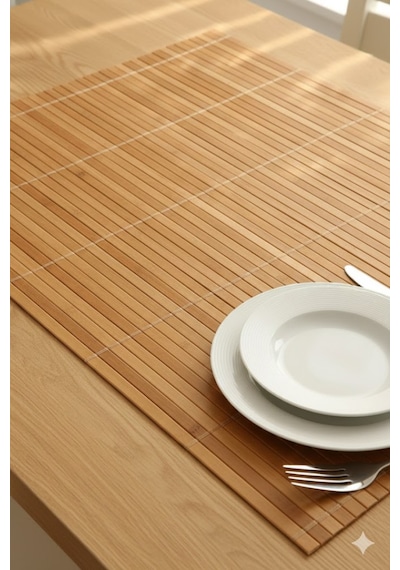 Ahşap Amerikan Servis Altlığı 45x69 Cm Doğal Görünümlü, Şık Ve Dayanıklı Ahşap