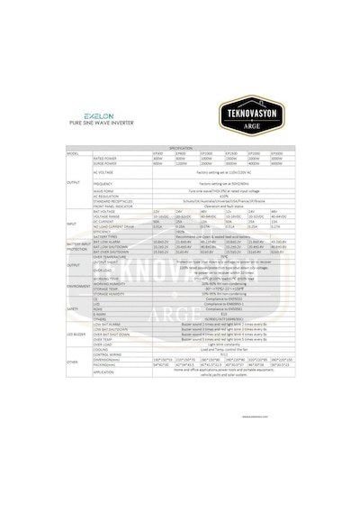 Exelon  Tam Sinüs 3000w 24v İnverter