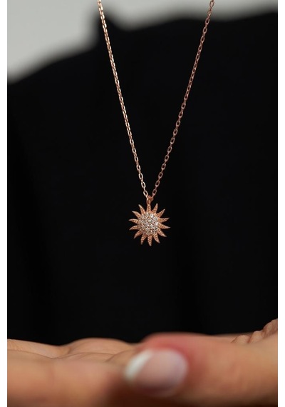Roza Silver Zirkon Taşlı Rose Güneş Minimal Gümüş Kolye