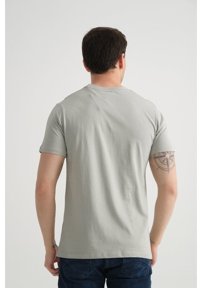 Shooter Sportwear Shooter Erkek Pamuklu Esnek T-shirt Standart Kalıp Minimal Logolu Gri
