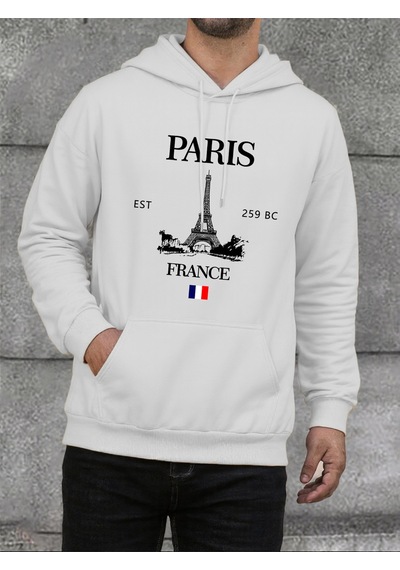 Startmore Startmoreparis Fransa Eyfel Kulesi Baskı Erkek Hoodie Sokak Hip Hop Giysileri Polar Rahat Hoody Sonbah Beyaz