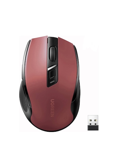 Ugreen 4000 Dpı Ergonomik Sessiz Kablosuz Optik Mouse, Kırmızı, 25752 -