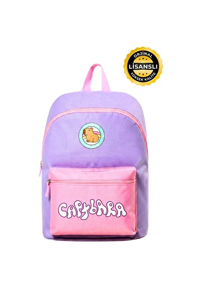 Capybara Orijinal Lisanslı Çocuk Okul Çantası Su Geçirmez Pembe - Lila