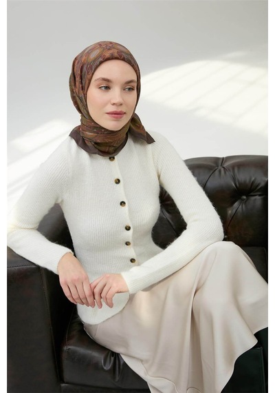 Silk Home Viskon Velora Eşarp Toprak Çok Renkli Desenli Tok Duruşlu 90x90