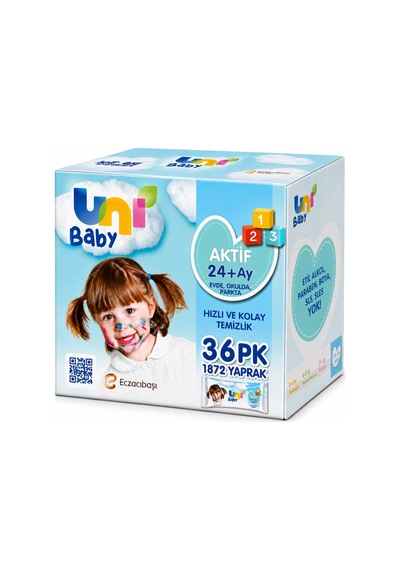 Uni Baby Islak Havlu Mendil 52 Yaprak Aktif 9pk 4 1872 Yaprak 36'lı Set