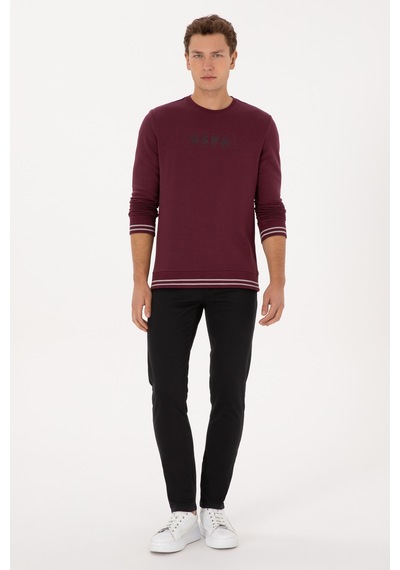 U.S. Polo Assn. Erkek Regular Fit Bisiklet Yaka Bordo Sweatshirt 50316372-VR177