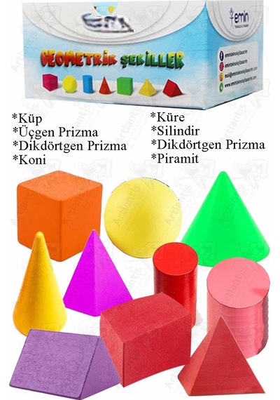 Geometrik Cisimler Ve Şekiller 1 Paket Matematik Ders Materyali 10 Parça Prizma Küp Silindir Küp Koni Üçgen Piramit