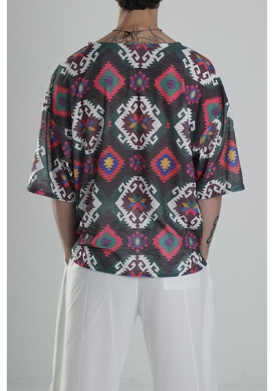 Cocopelli Etnik Desenli T-shirt Coc2258 Çok Renkli