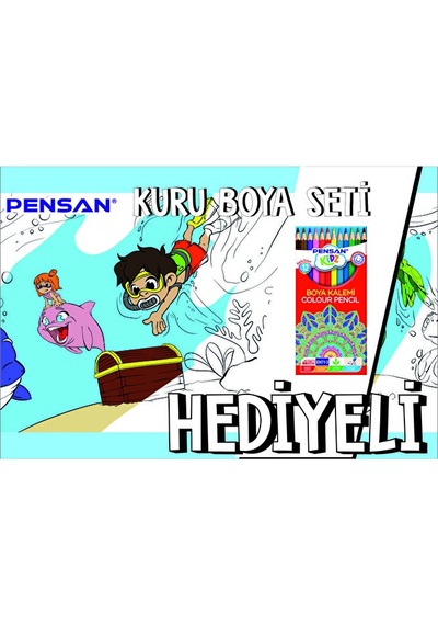 30x120 Boyama Rulosu Yaman Sualtı Macerası + Pensan 12'li Kuru Bo