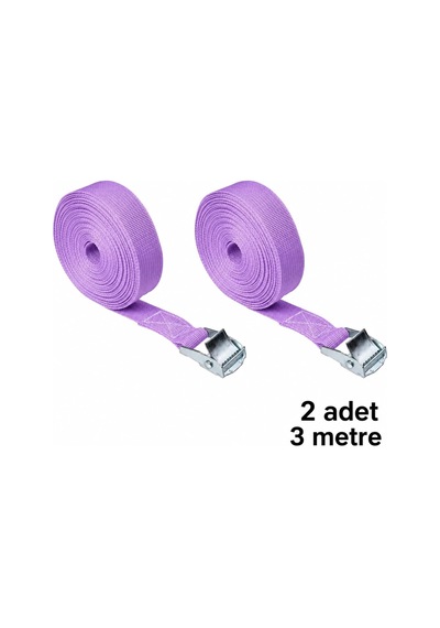 Tr Lila Yük Bağlama Kayışı 3 Metre Metal Tokalı, 2 Adet
