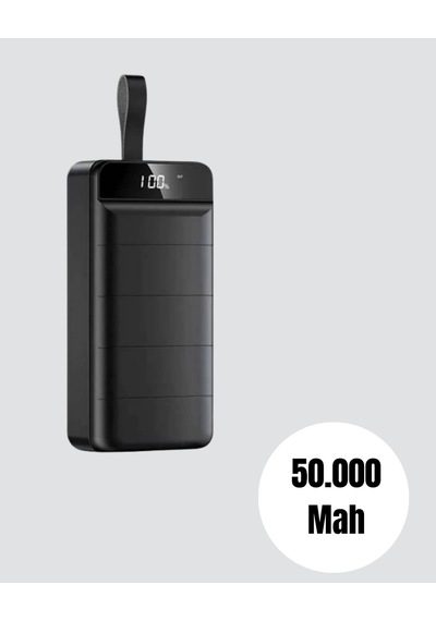 50.000 Mah Kapasiteli Powerbank Hızlı Şarj Destekli, 4 Usb Portlu, Led Işıklı Taşınabilir Enerji D Çok Renkli