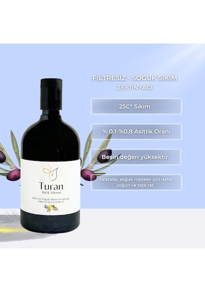 Turan Bal ve Yöresel Filtresiz Soğuk Sıkım Zeytinyağı 750 ML
