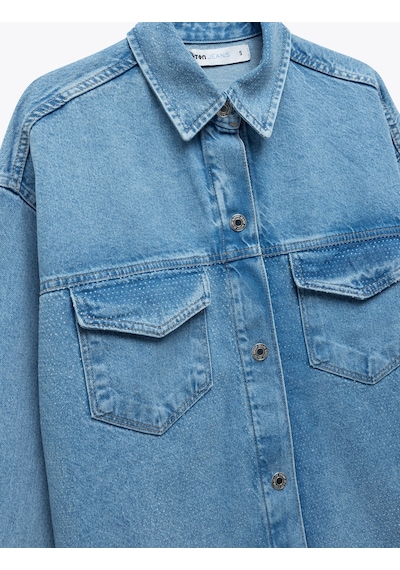 Koton Taş Detaylı Uzun Kollu Relax Fit Pamuklu Denim Ceket Bleach 5sal50005md Açık Mavi Koton Taş Detaylı Uzun Kollu Relax Fit Pamuklu Denim Ceket Bleach 5sal50005md Açık Mavi