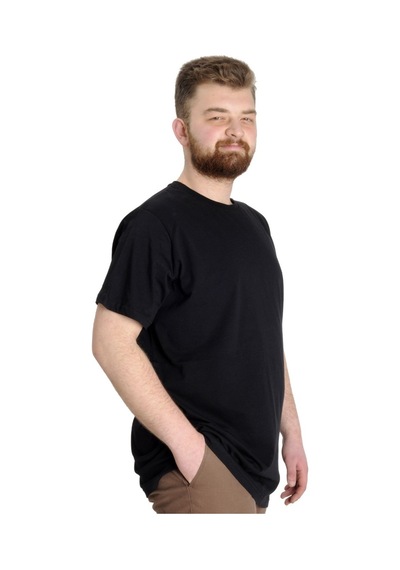 Mode Xl Büyük Beden Erkek Tshirt Bisiklet Yaka Basic 20031 Siyah 001