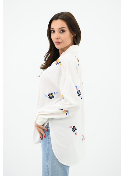 Koza Butik Kadın Nakış İşlemeli Oversize Gömlek 1735-24 001