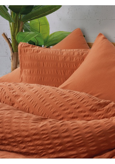 Cotton Box Crepe Penye Çift Kişilik Lastikli Çarşaflı Nevresim Takımı Kiremit