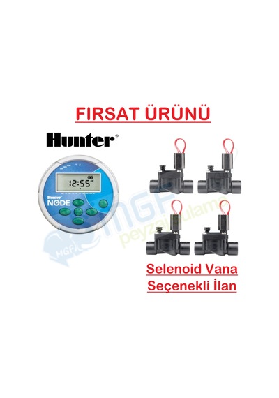Hunter Node Sulama Zaman Saati Ve Selenoid Vana Seti Node 400 + 4 Adet Vana