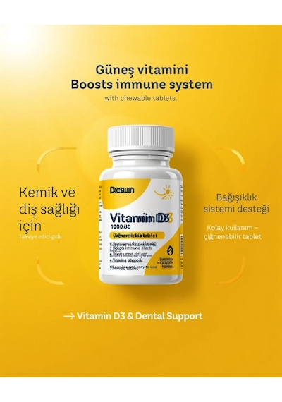 Desun Vitamin D3 1000IU 30 Çiğneme Tableti