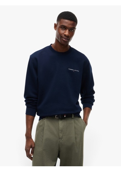 Tommy Hilfiger Tjm Reg Lınear Crew Ext Erkek Mavi Sweatshirt - Dm0dm20249