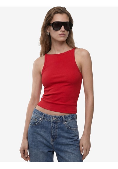 Koton Kaşkorse Kolsuz Pamuklu Slim Fit Askılı Kare Yaka Üst Kırmızı 6sak10388ek