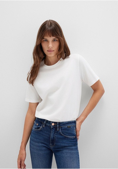 Mavi Kadın Basıc Short Sleeve Tee Kırık Beyaz 1600965-33389 Beyaz