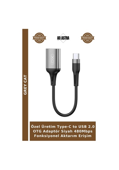 Özel Üretim Type-c To Usb 2.0 Otg Adaptör Siyah 480mbps Fonksiyonel Aktarım Erişim