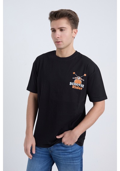 Velvoria Unisex Oversize Siyah Scooter T-shirt