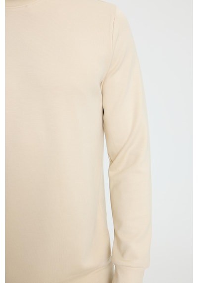 Tudors Erkek Relax Fit Rahat Kesim Uzun Kollu Ekstra Yumuşak Bisiklet Yaka Kemik Rengi Sweatshirt-41870 Kemik