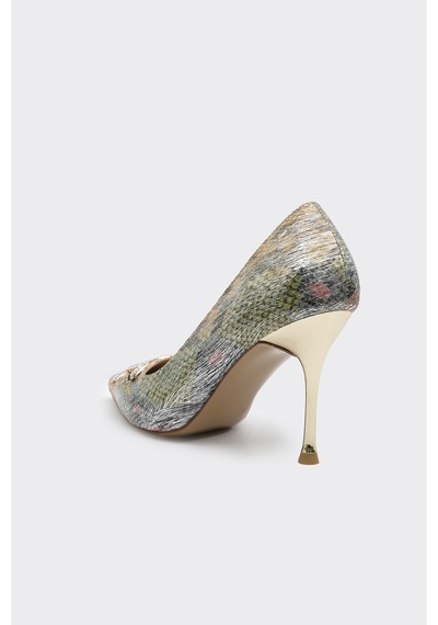 Derinet Topuklu Taş Tokalı Kadın Stiletto Altın Altın