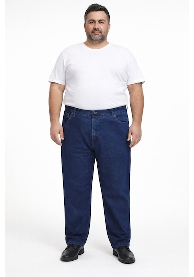 Classics Men Regular Fit Likralı Büyük Beden Erkek Jean Pantolon 7374 Lacivert