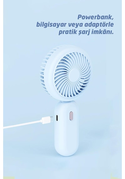 Taşınılabilir Ve Katlanabilir Şarjlı El Ve Masa Fanı - Mini Vantilatör Soğutucu