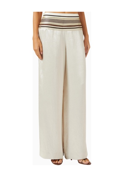 Abadia Abadıa Naia Sadu Saten Pantolon, Gizli Fermuar, Off White, 100% Asetat Krem