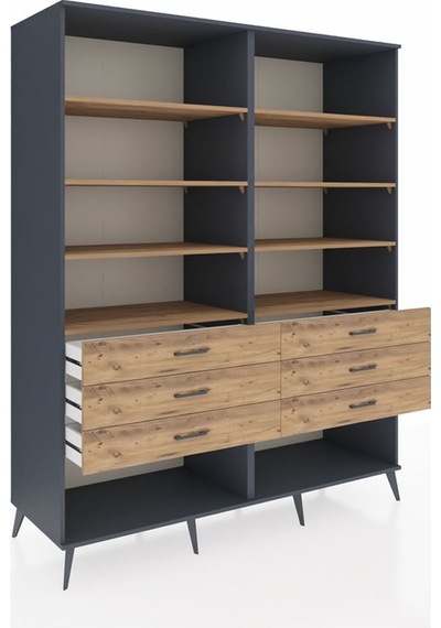 Kronos Gardrop 8 Raflı 6 Çekmeceli 176x59x221 Antrasit-çam Beyaz Kronos Gardrop 8 Raflı 6 Çekmeceli 176x59x221 Antrasit-çam Beyaz