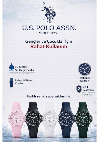 U.s.polo Assn 2 Yıl Saat&saat Garantili 3 Atm Suya Dayanıklı Genç Ve Çocuk Kol Saati Us.g2146.4 Lacivert