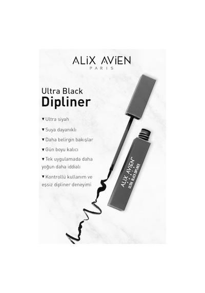 Alix Avien Uzun Süre Kalıcı Suya Dayanıklı Yoğun Pigmentli Keçe Uçlu Siyah Likit Eyeliner Ultra Black Dipliner