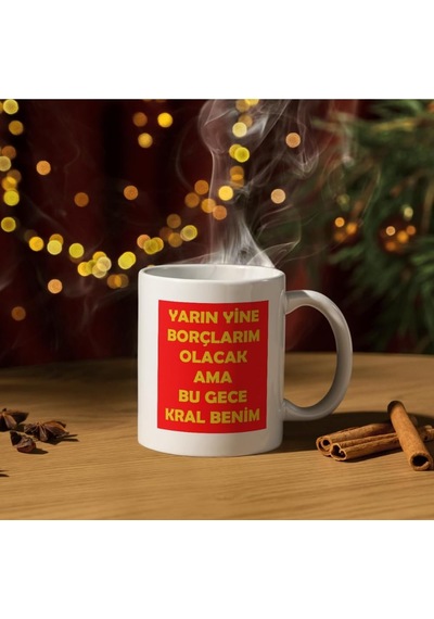 Bu Gece Kral Benim Baskılı Kupa Bardak Komik Yazılı Hediyelik Çay Kahve Kupası Beyaz - Çok Renkli