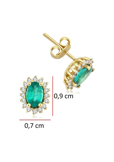 Doğal Zümrüt Anturaj Pırlanta Küpe Sarı
