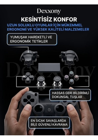 Pro Gamer Ps4 Oyun Kolu Kablolu Ve Kablosuz Siyah Bluetoothlu Bilgisayar Uyumlu Kol Gamepad Joystick