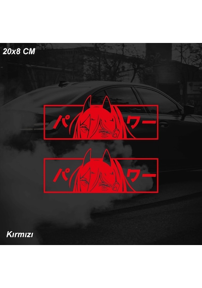 Anime Kız Power Chainsaw Man Jdm Sticker Motosiklet Araba Laptop Sticker Yapışkanlı Folyo Kırmızı