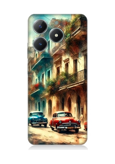 Realme C61 Uyumlu Renkli Sokak  Desenli Silikon Kılıf