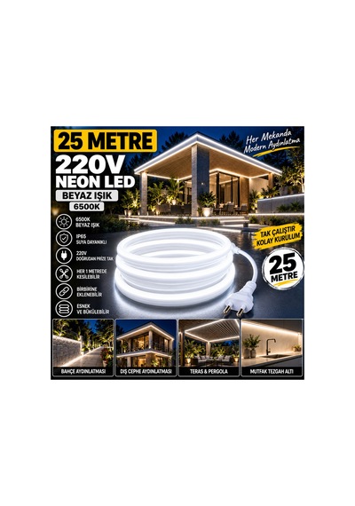 25 Metre 220v Neon Led 6500k Beyaz Işık Ip65 Suya Dayanıklı Fişli Tak Çalıştır Iç Dış Mekan Bahçe Teras Cephe Aydınlatma Montaj Aparatı Dahil Beyaz - 939333526 Beyaz 25 Metre 220v Neon Led 6500k Beyaz Işık Ip65 Suya Dayanıklı Fişli Tak Çalıştır Iç Dış Mekan Bahçe Teras Cephe Aydınlatma Montaj Aparatı Dahil Beyaz - 939333526 Beyaz