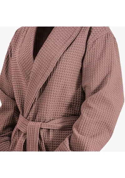 Afra Elite Serisi Kadın Pike Bornoz Pudra, Oeko Tex Standard 100 Sertifikalı %100 Ege Pamuğu, Dokuma 250 Gsm