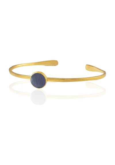 Kadir Jewellery Zirkon Taşlı Ayarlanabilir 22 Ayar Altın Kaplama Bilezik Mor