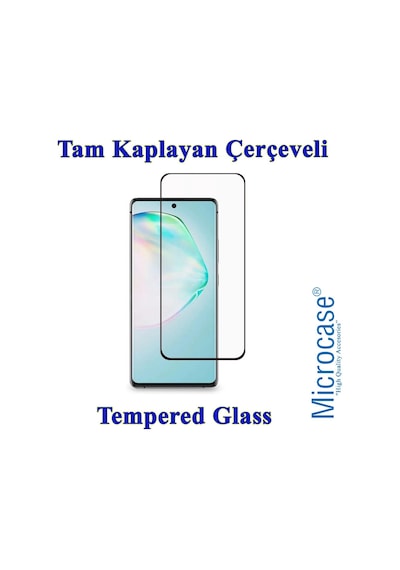 Samsung Uyumlu Galaxy A91 Tam Kaplayan Çerçeveli Tempered Cam - Siyah